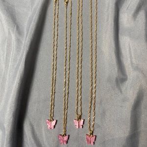 Butterfly Pendant Necklace in Pink